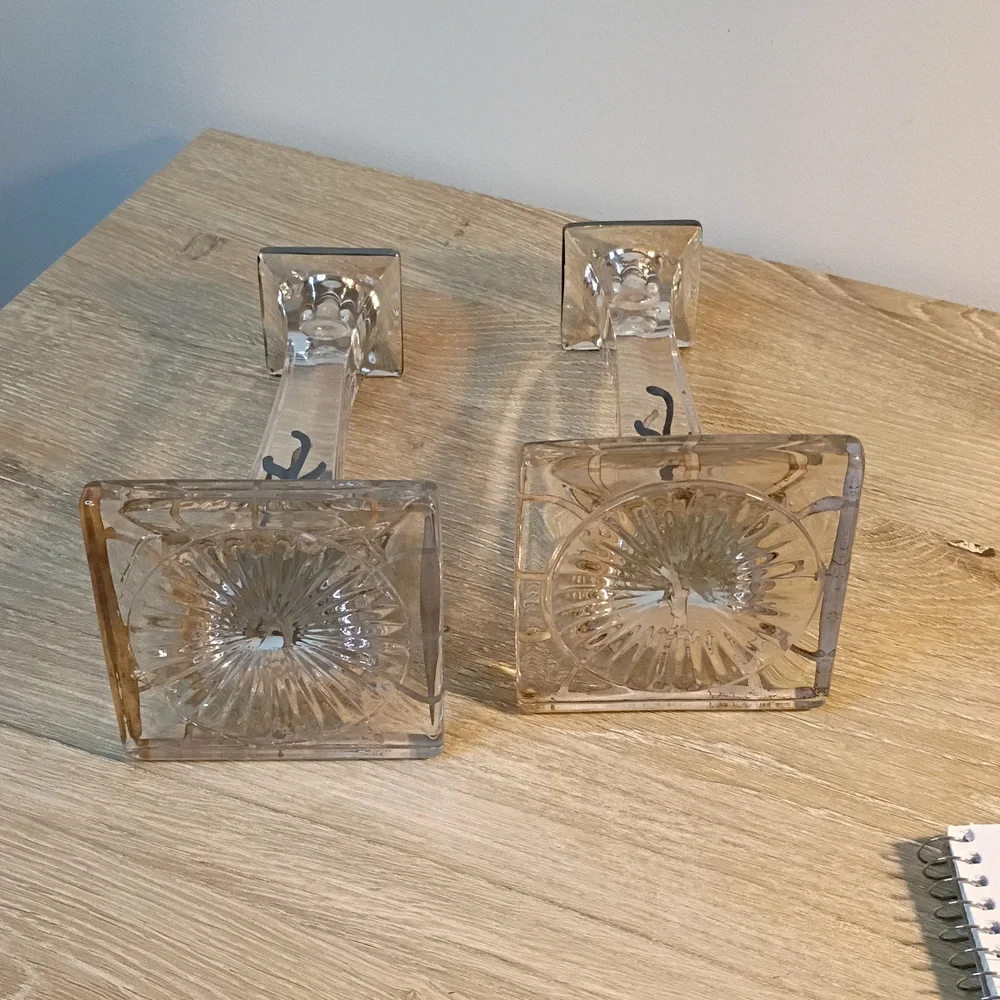 Vintage Golden Crown Crystal And Sterling Silver Overlay Candle Stick Holders